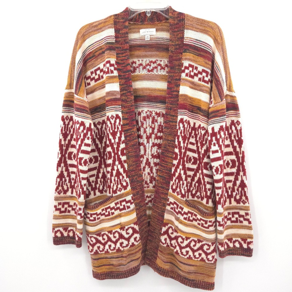 Lucky Brand Southwestern Jacquard Open-Front Cardigan Womens S Multicolor